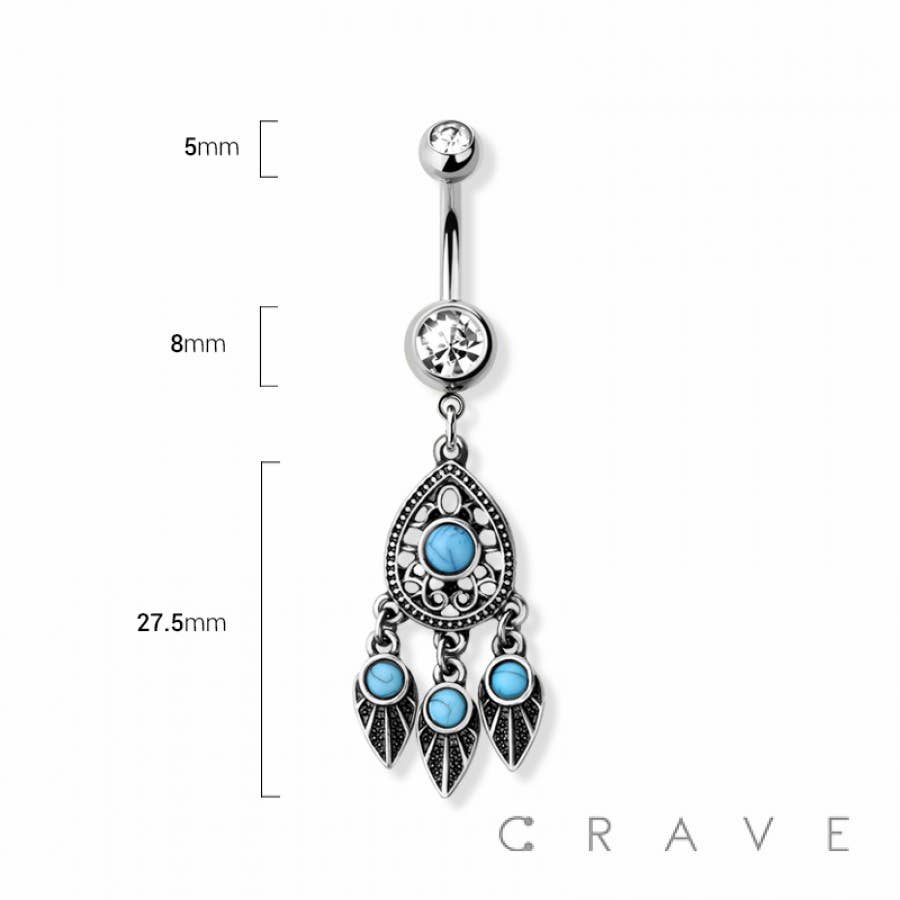 DREAM CATCHER BELLY BUTTON RING: Silver