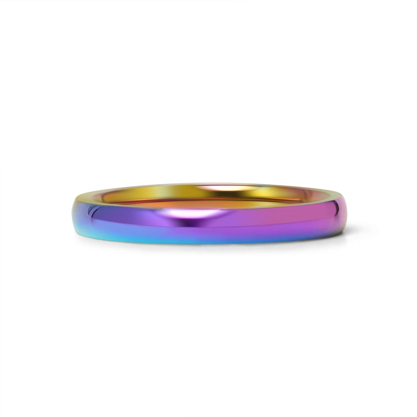 Rainbow Stainless Steel Blank Ring: 4 / 3mm