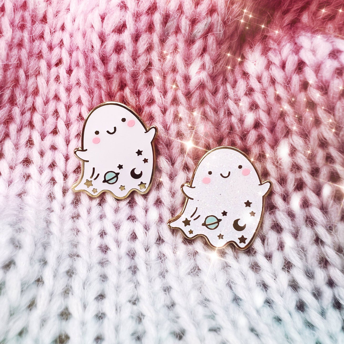 Ghost Enamel Pin, Glitter
