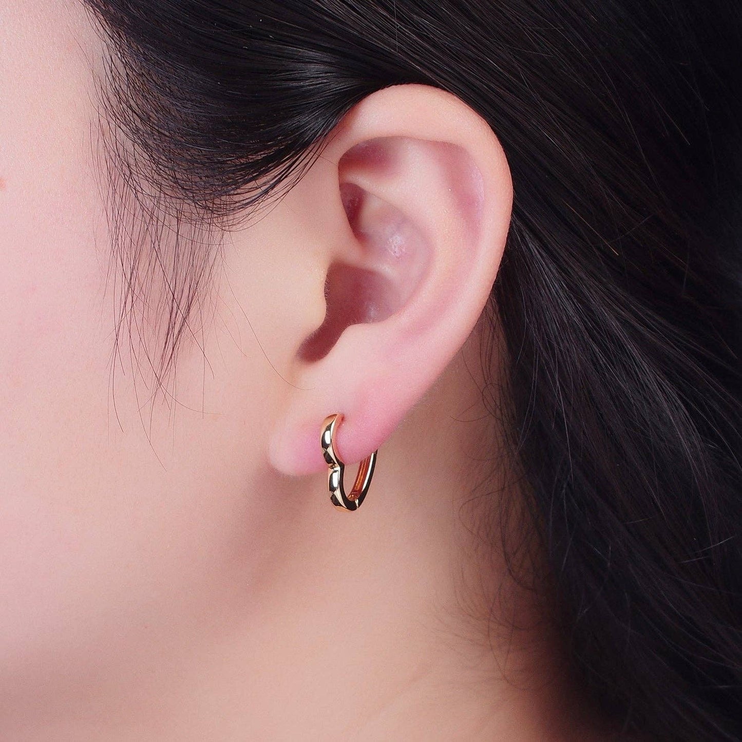 Gold Filled Heart Huggies- 14mm