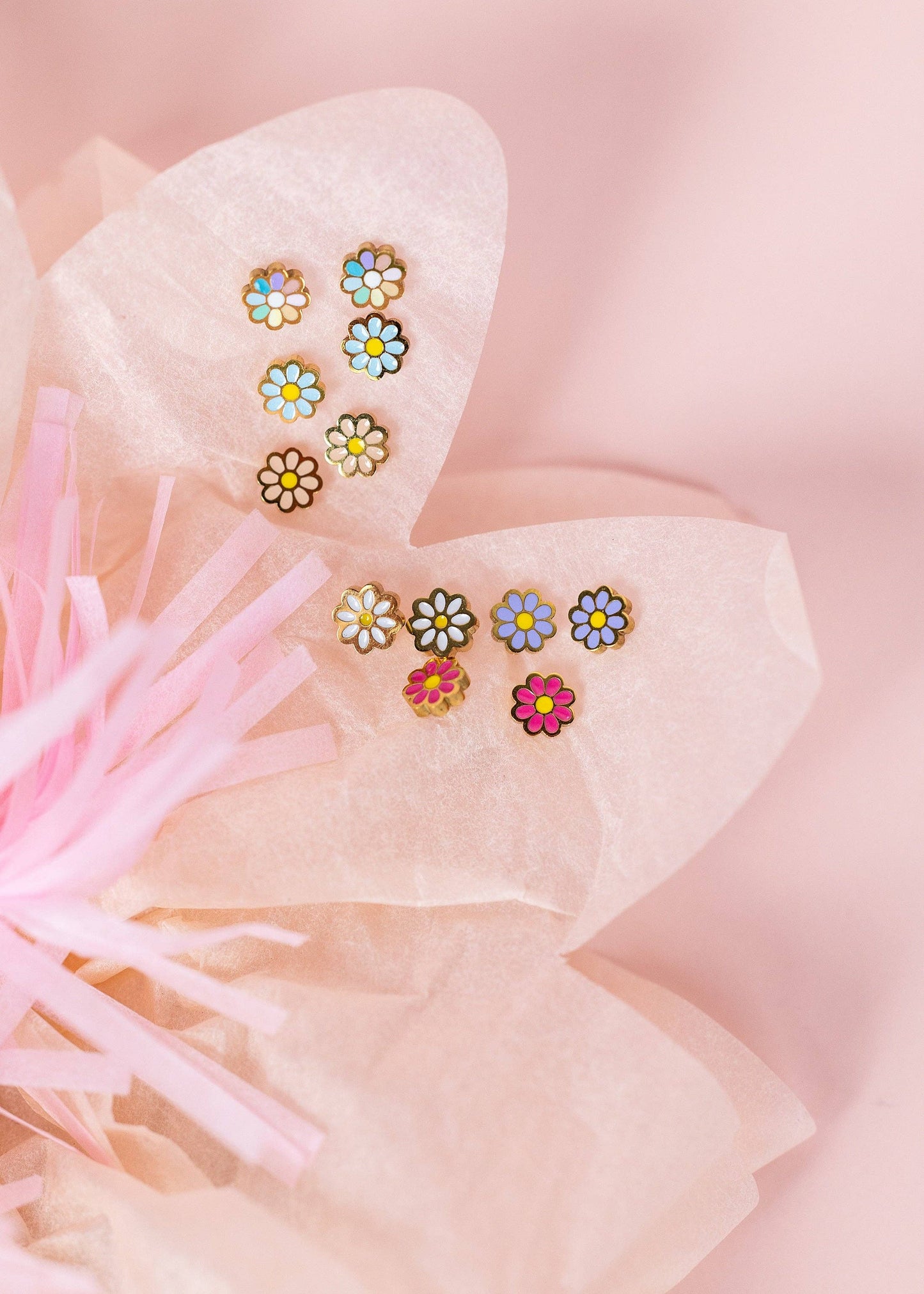 Tiny Rainbow Daisy Flat Back Studs