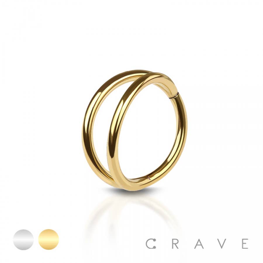 DOUBLE HINGED Clicker HOOP- GOLD- 20G