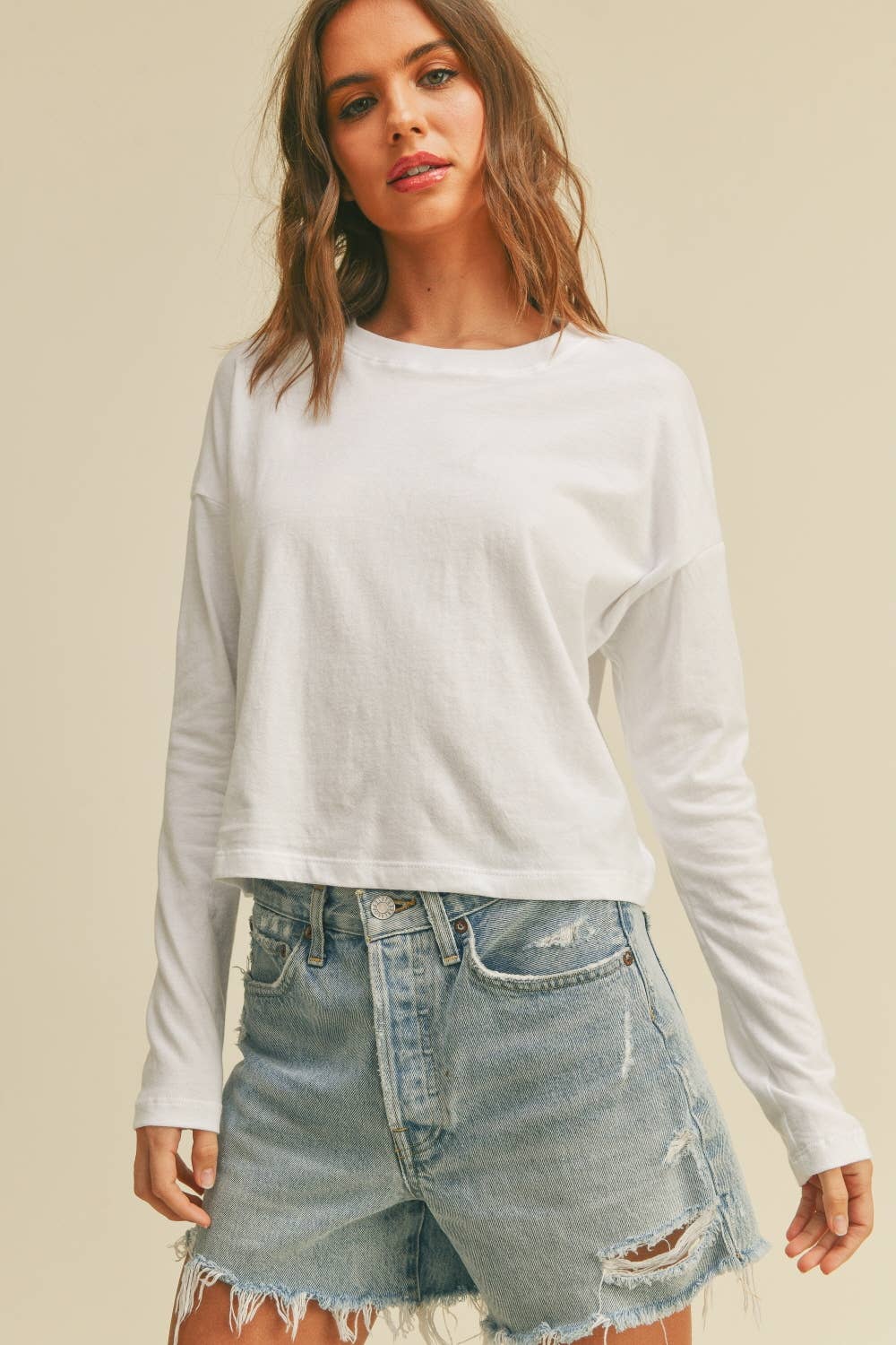 Blank Long Sleeve T-Shirt: WHITE