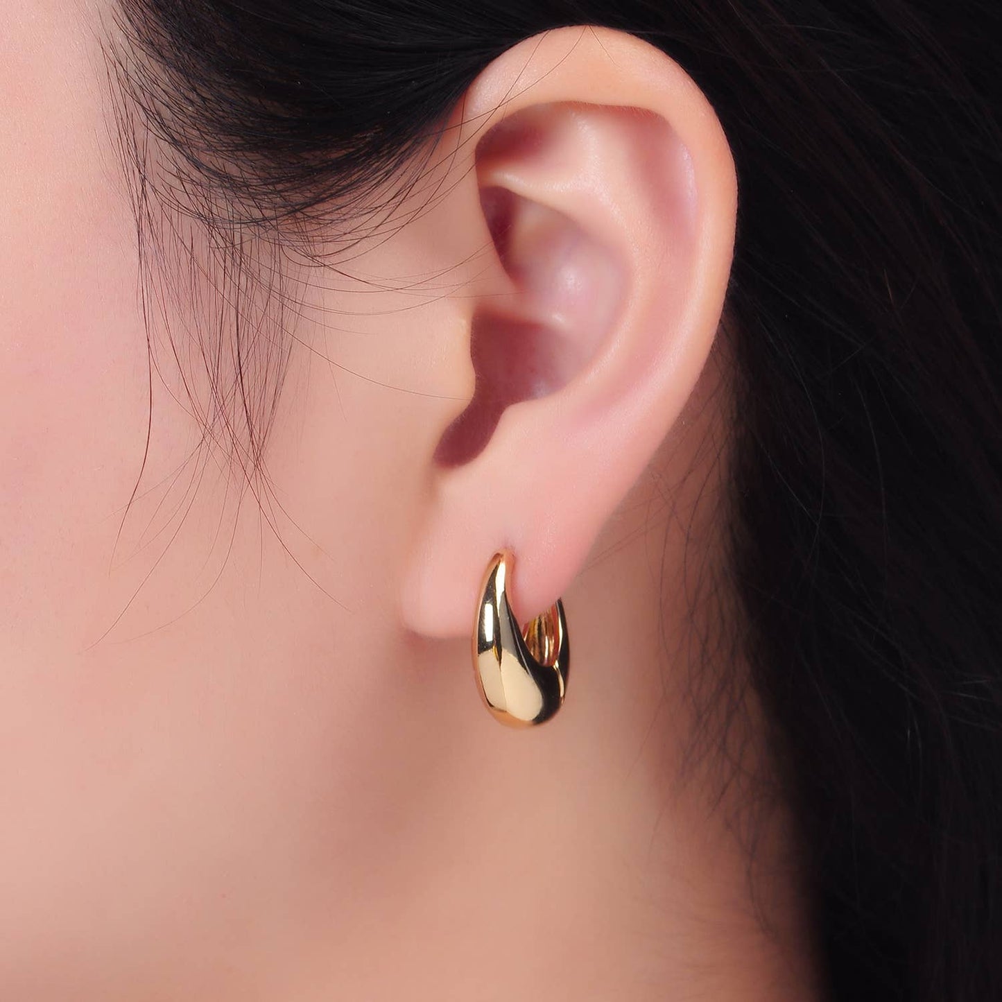 Gold Filled Chunky Huggie Earrings-Gold