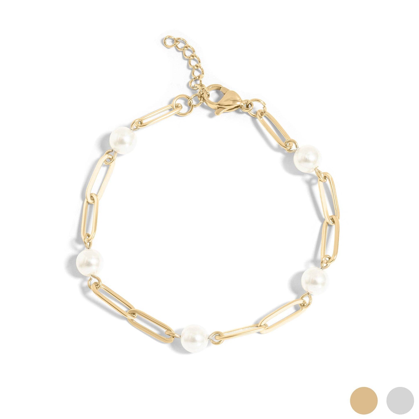 Pearl Paperclip Charm Bracelet