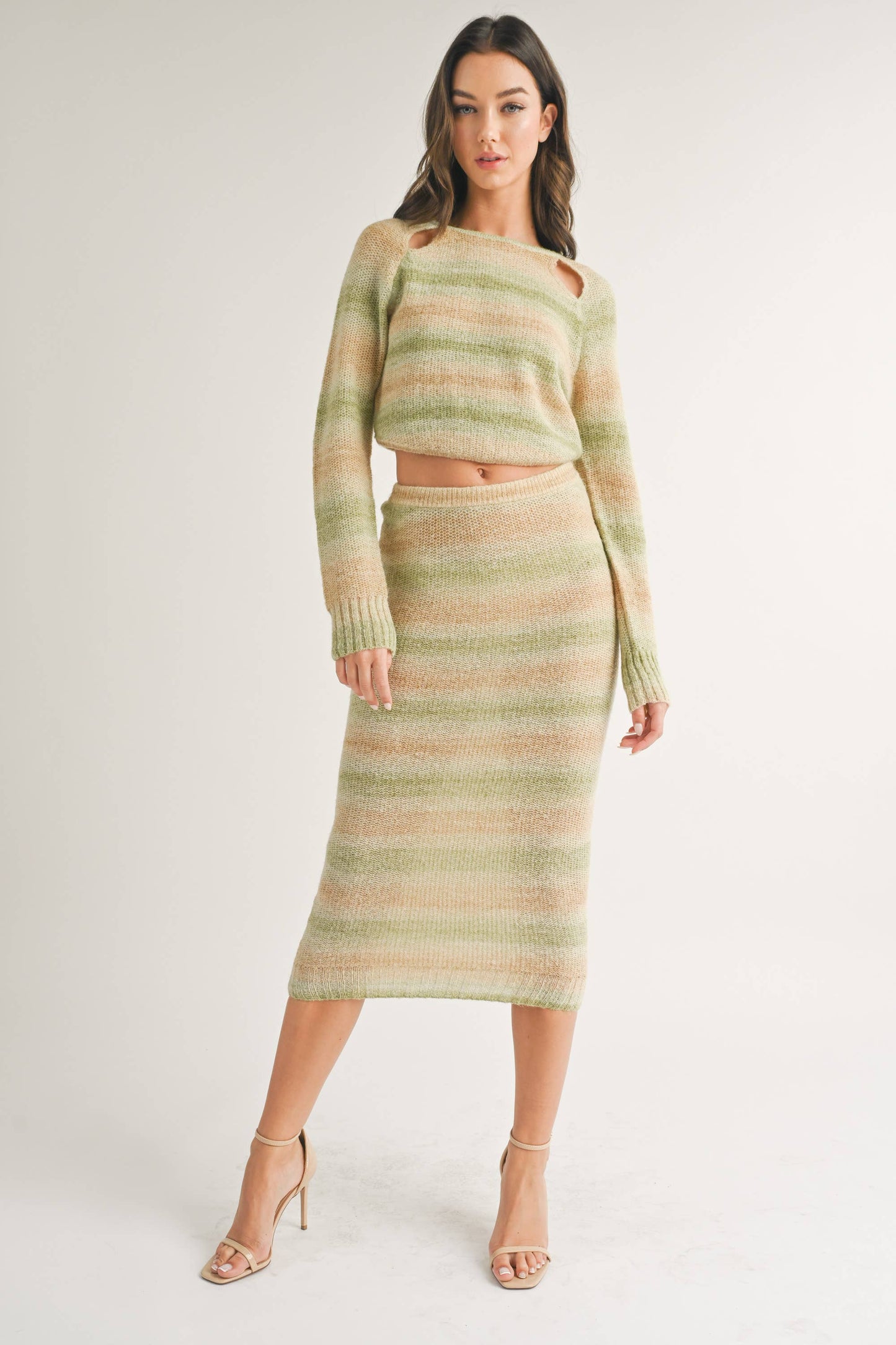 MINTY SWEATER CROP TOP AND SKIRT SET