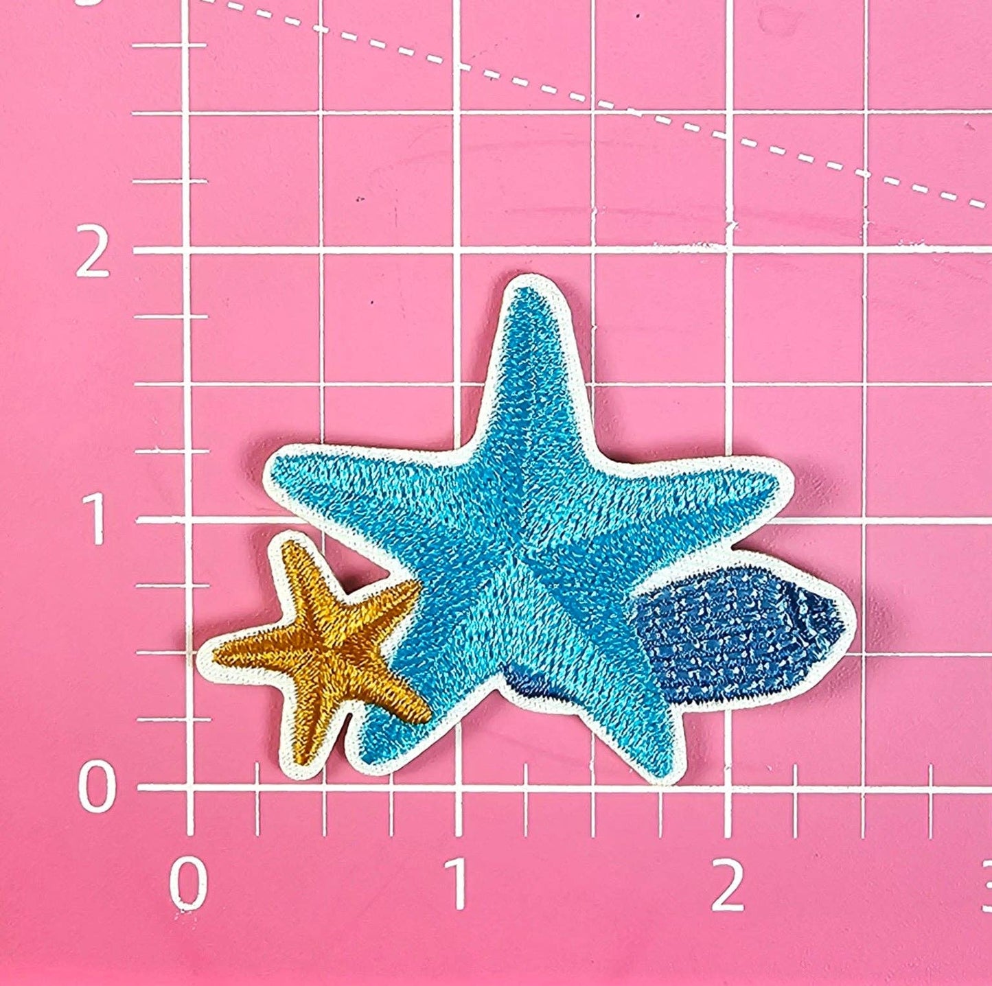 Starfish and Seashell Nautical Coastal Embroidery Iron On Patch