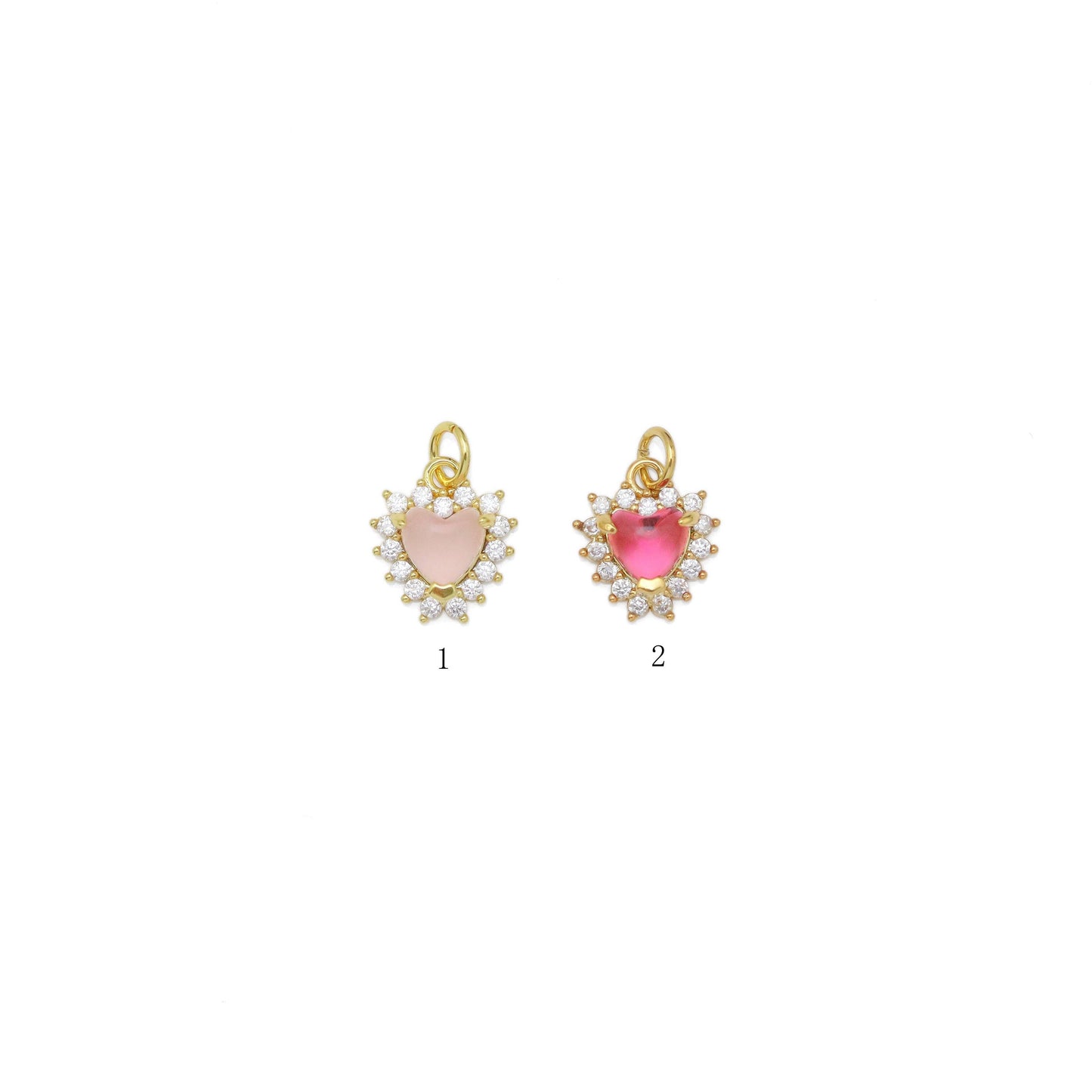 Hot Pink Crystal Heart Charm