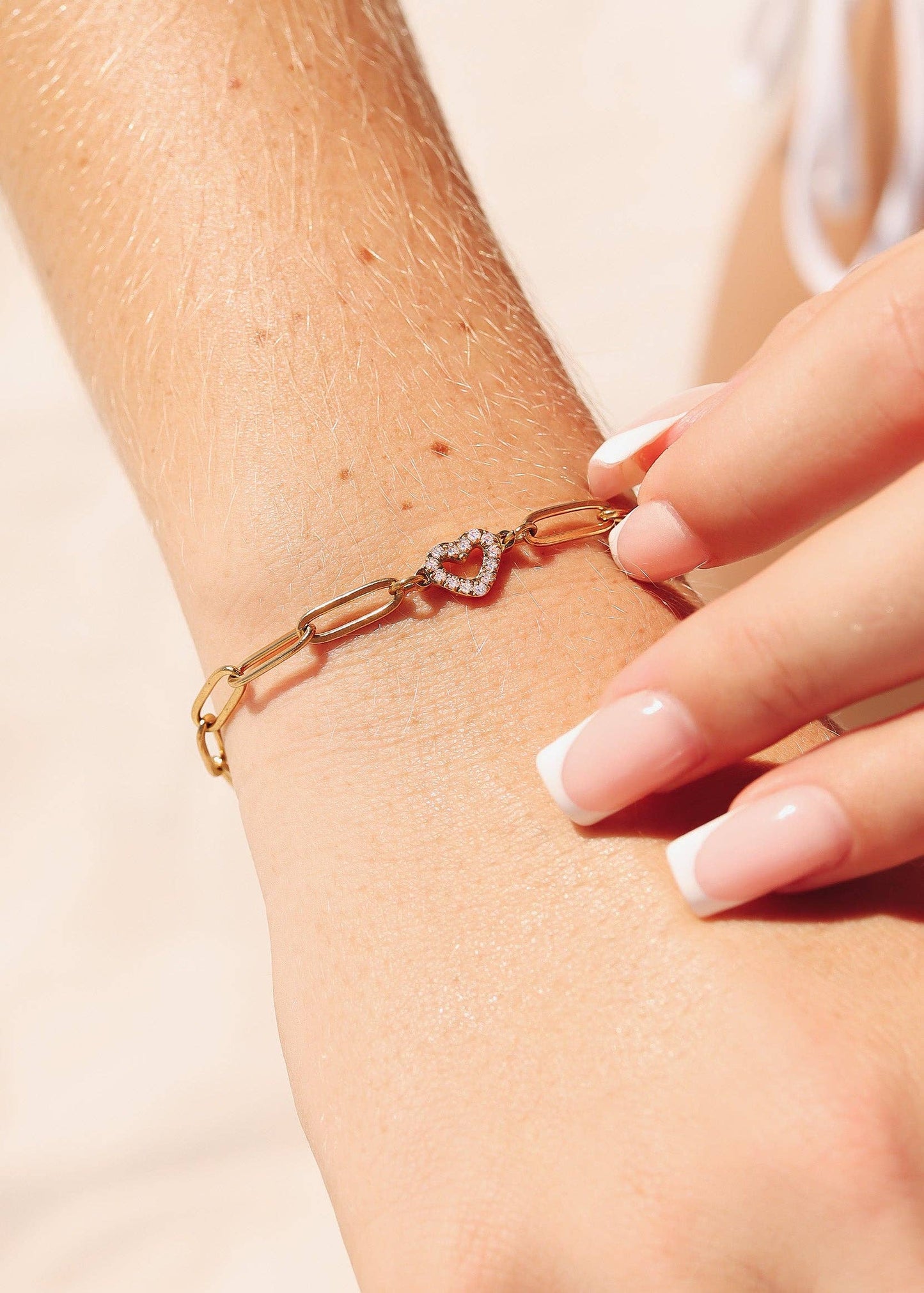 Heart Paperclip Charm Bracelet
