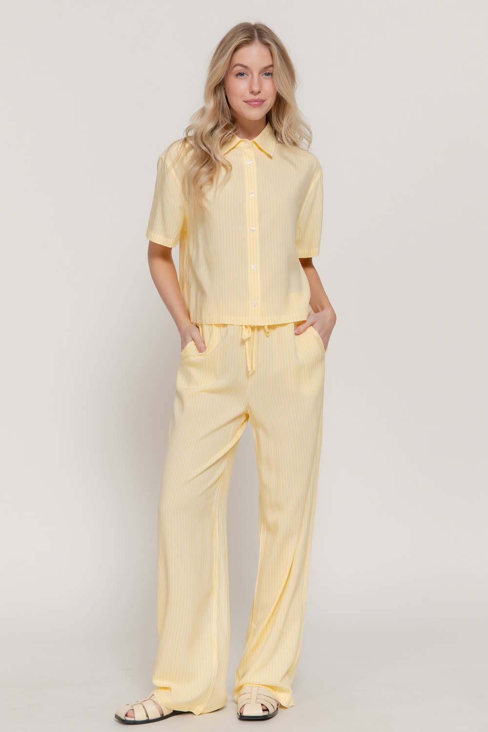 Lemon Stripe Woven Pants