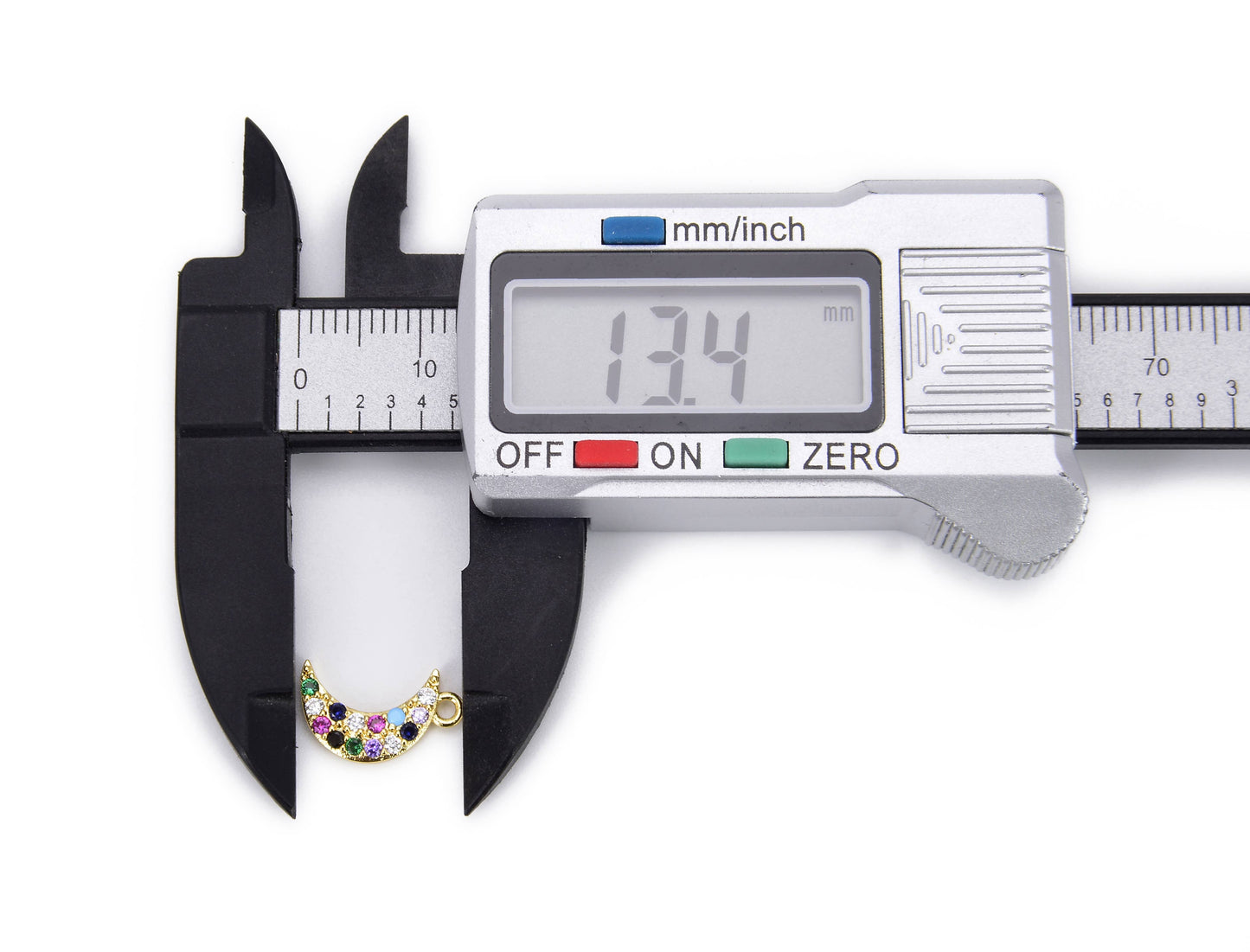 Multicolor Moon Charm: Gold