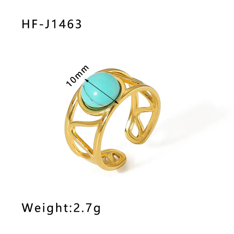 18K Plated Ring W/Pink Stone