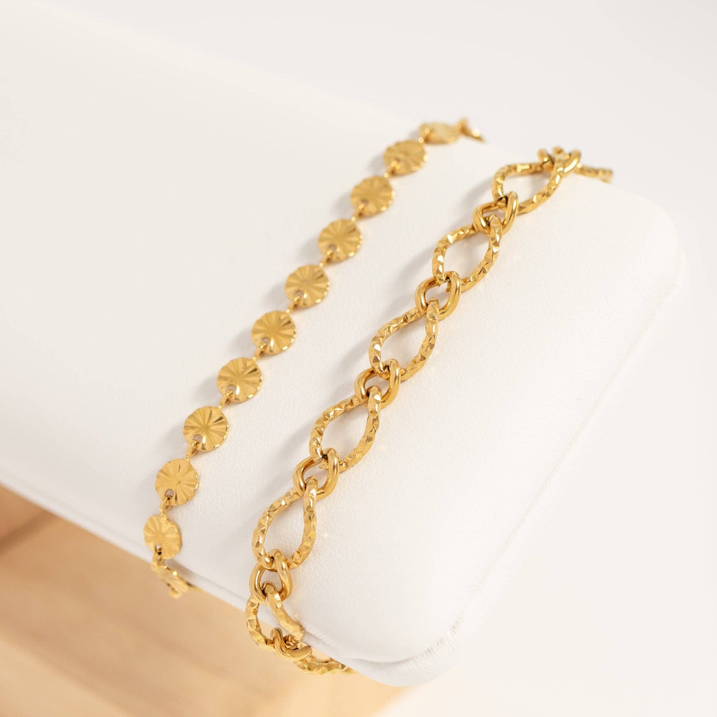 18K Gold Oval Charm Bracelet