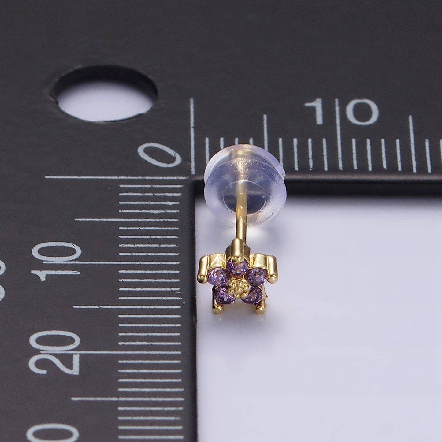 Flower Stud Earrings Purple