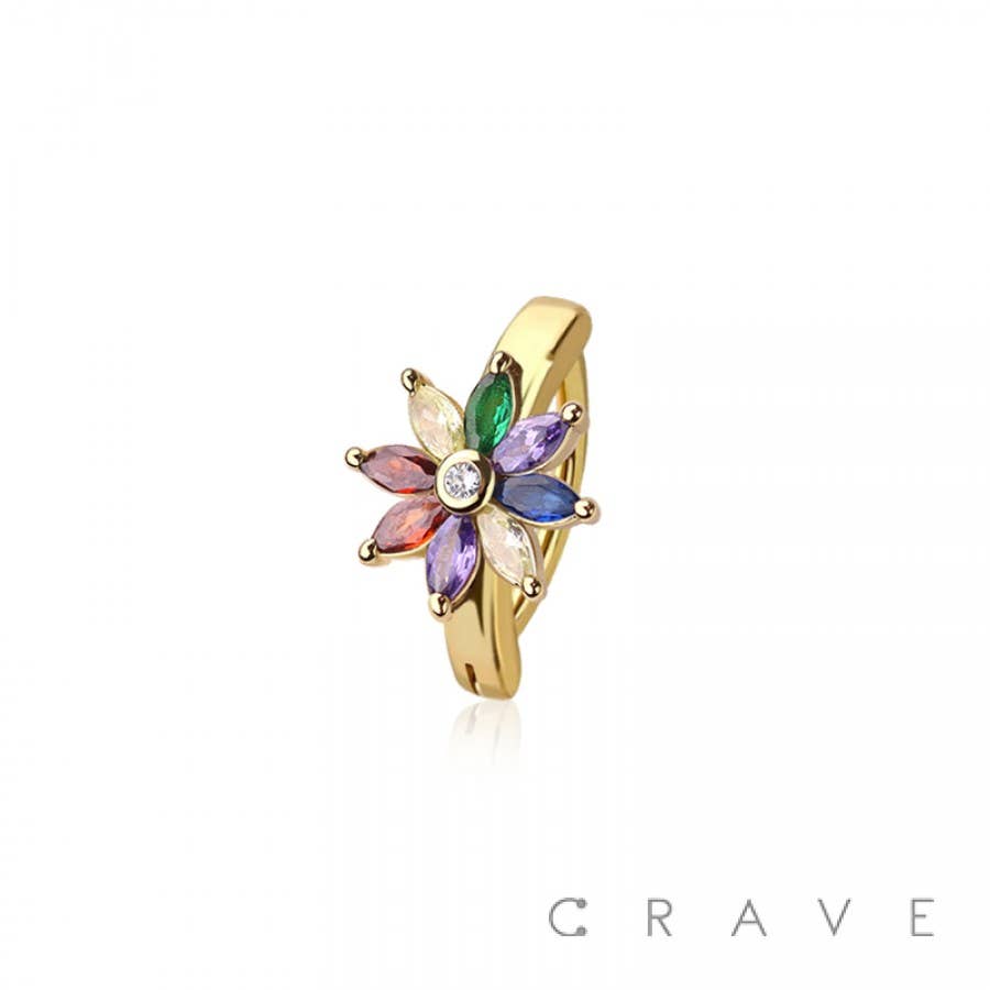 MULTICOLOR FLOWER CLICKER BELLY RING