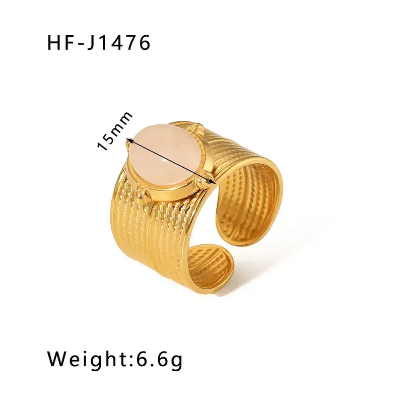 18K Plated Ring W/Pink Stone