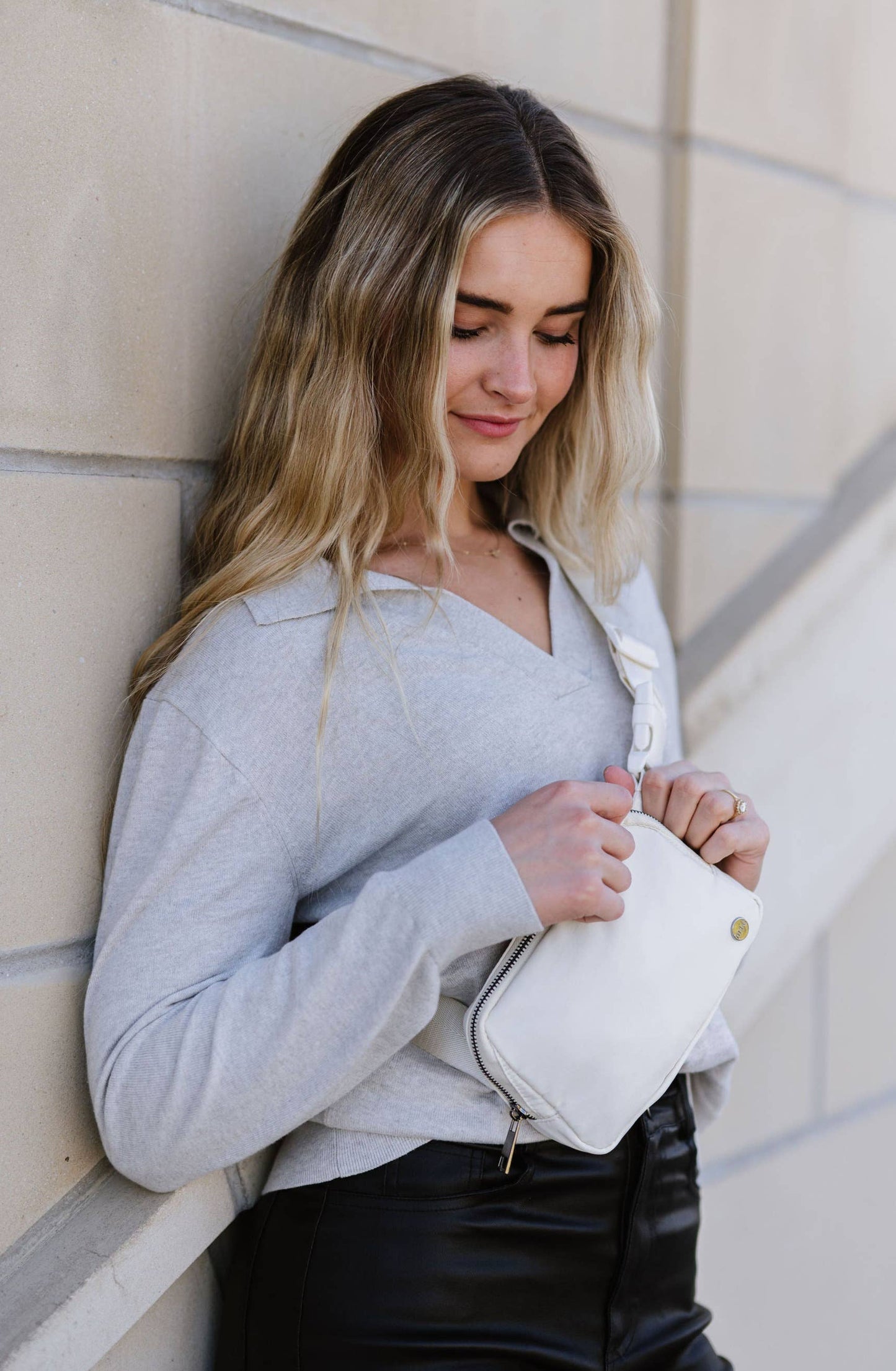 Madison Crossbody/Belt Bag: Cream