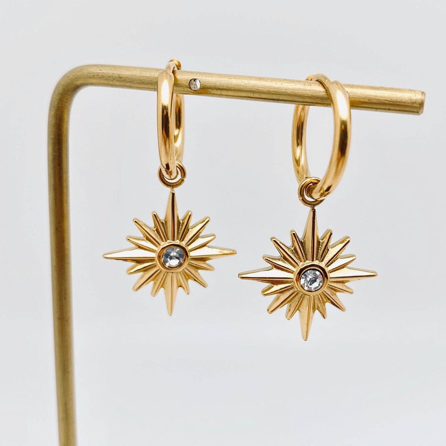 18K Star Pendant Huggies