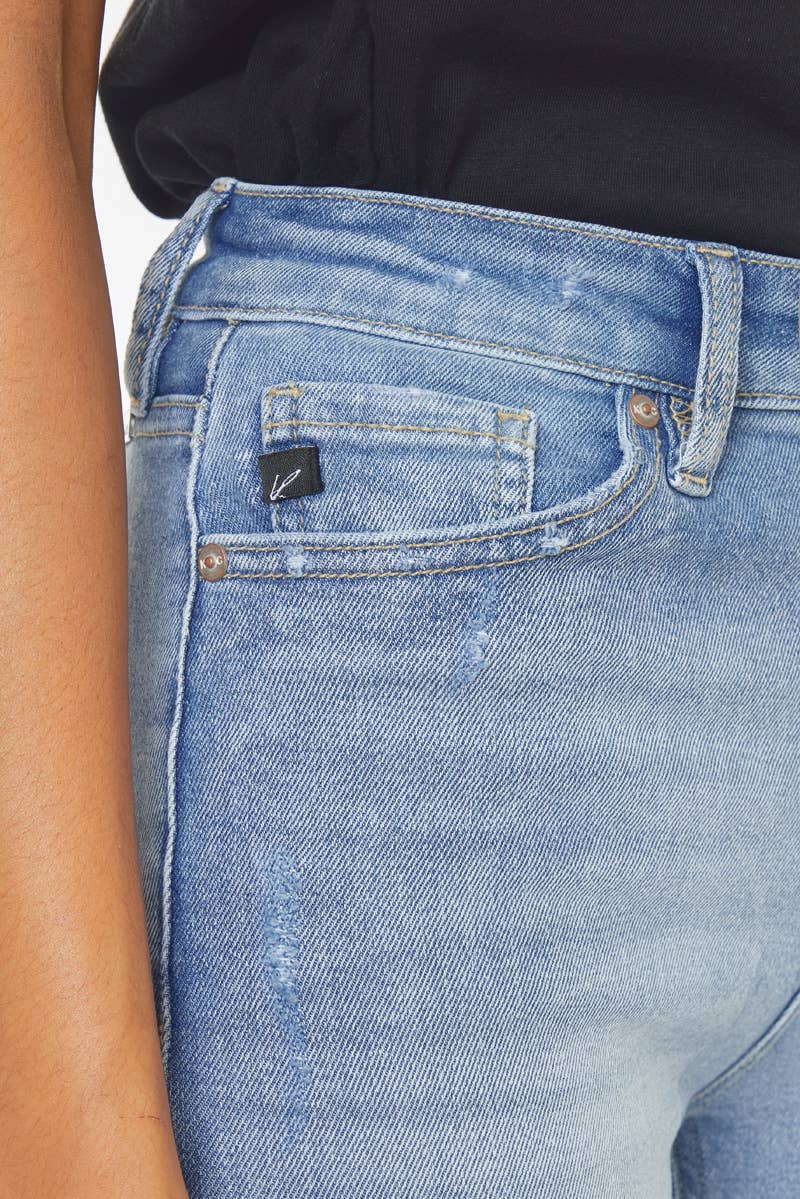 High Rise Slim Straight- Light Wash