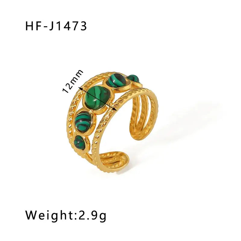 18K Plated Ring W/Multiple Stones