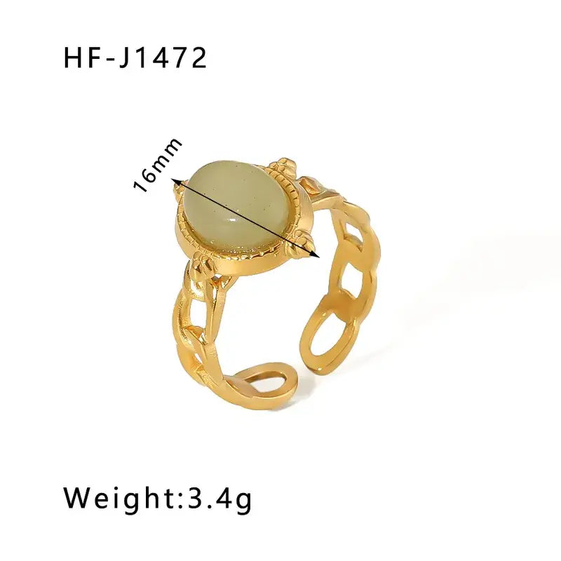 18K Plated Ring W/Pink Stone