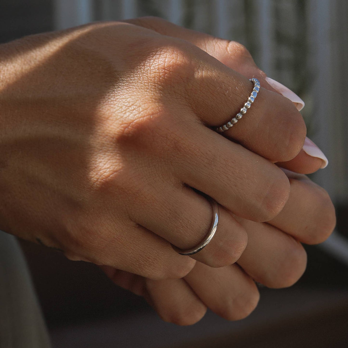 Stainless Steel Beaded Spacer Ring: Gold / 5