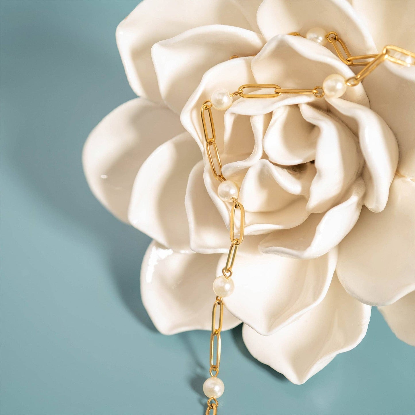 Pearl Paperclip Charm Bracelet