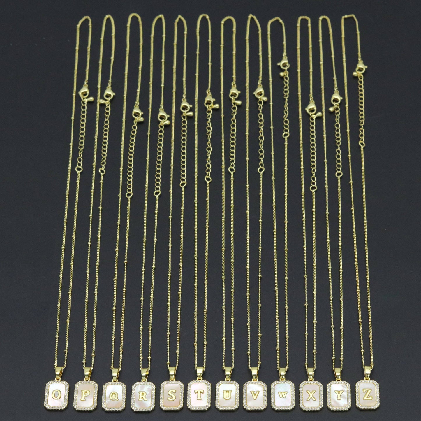 Gold Rectangle Initial Necklace