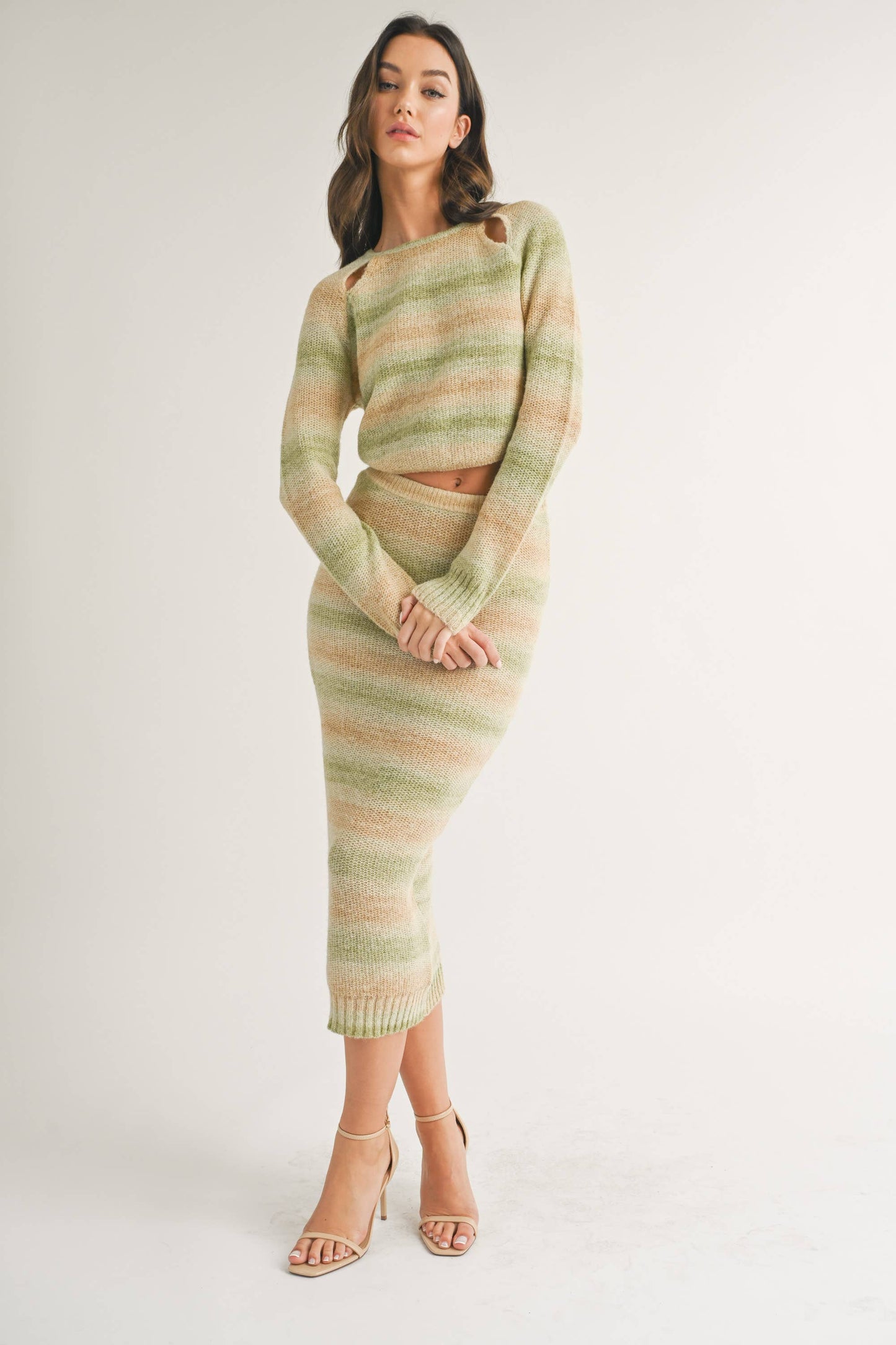 MINTY SWEATER CROP TOP AND SKIRT SET