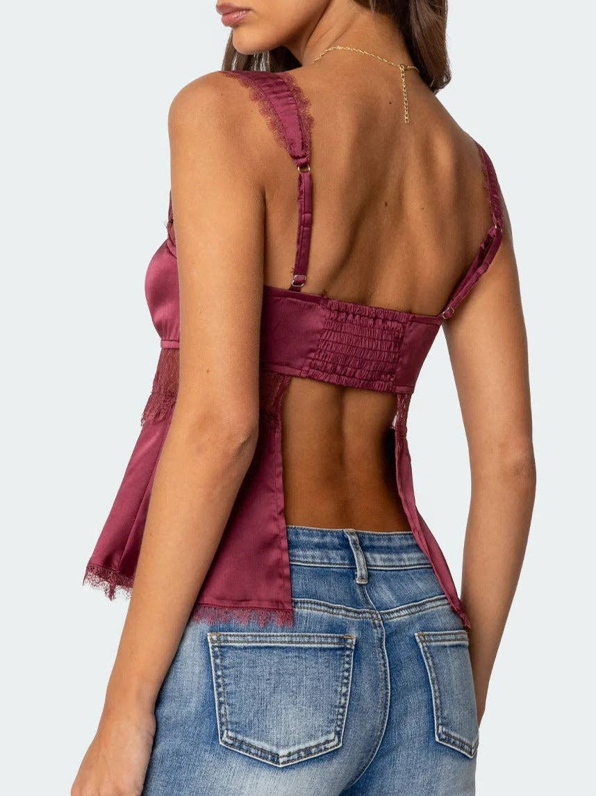 Lace-Trimmed Bow Cami Tank