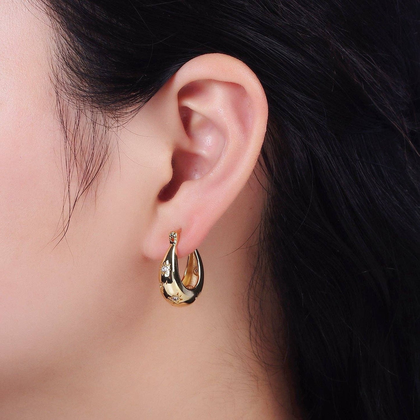 Gold Filled Dome Celestial Earrings