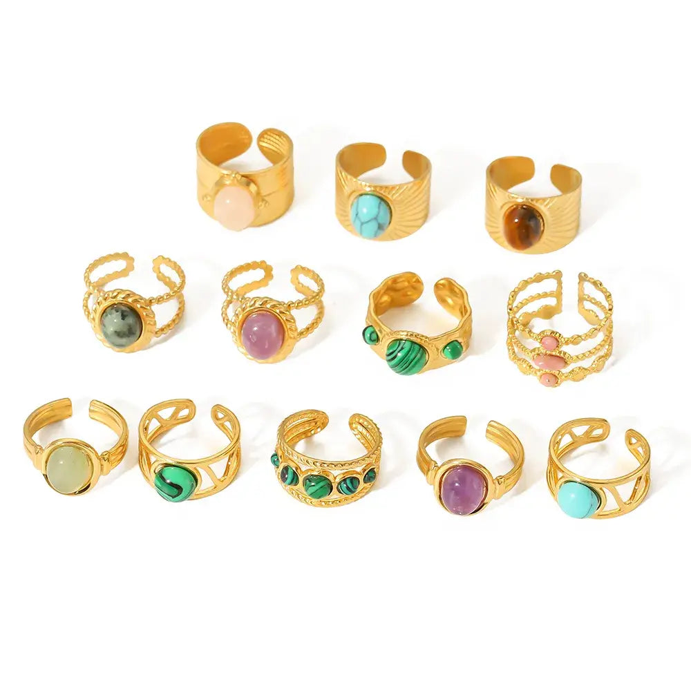 18K Plated Ring W/Multi Stones