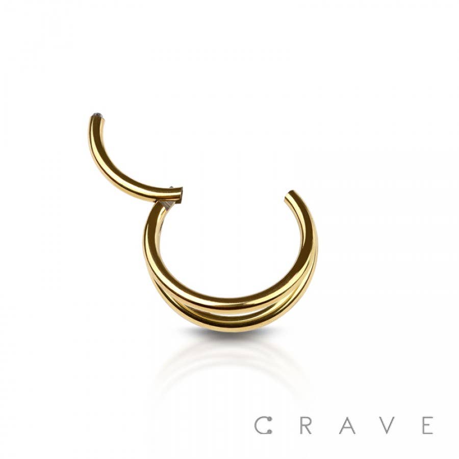 DOUBLE HINGED clicker HOOP- ROSE GOLD-20GA