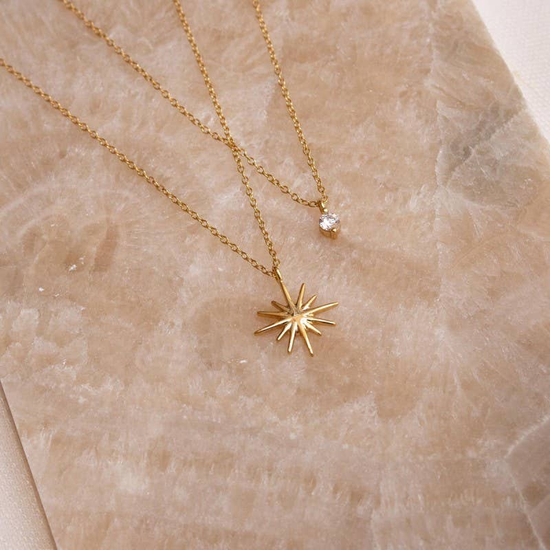 18K TARNISH FREE LAYERED NORTH STAR NECKLACE