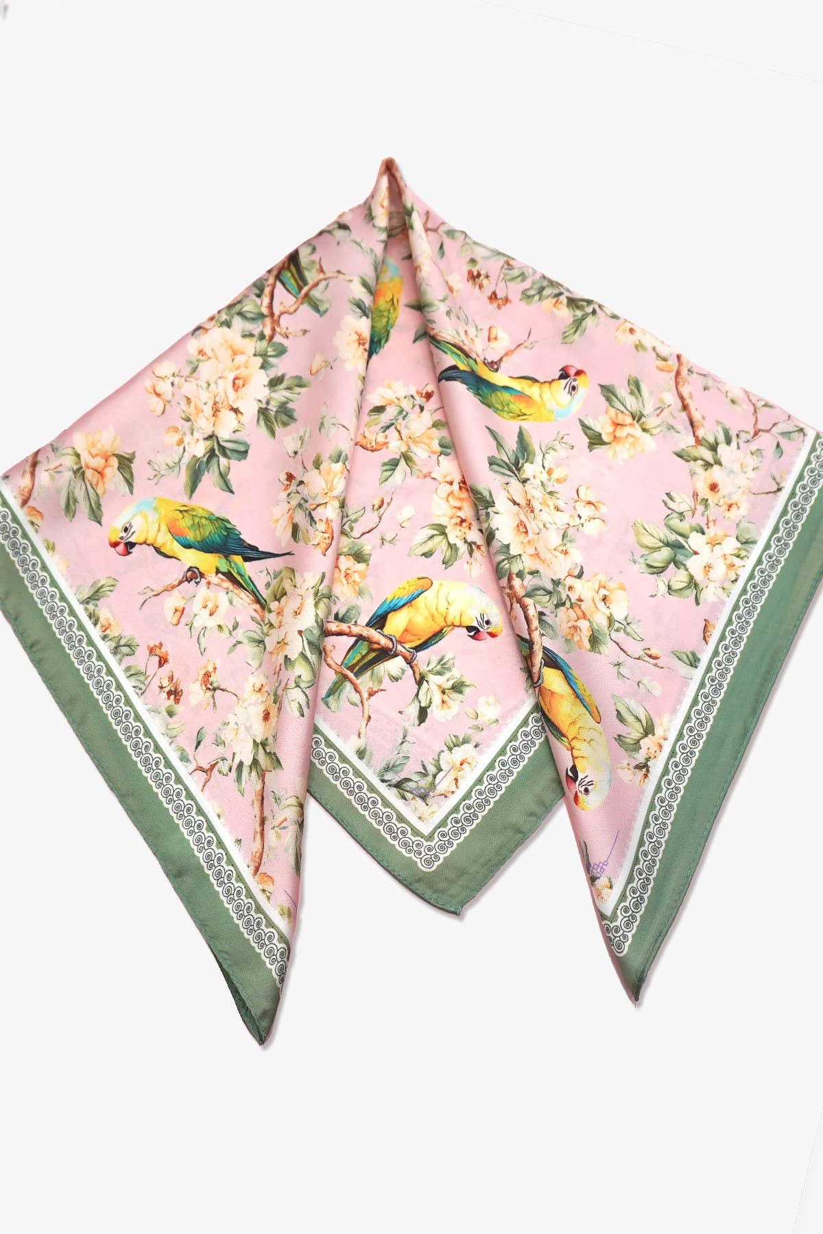 FLORAL BIRD PRINT BANDANA SCARF