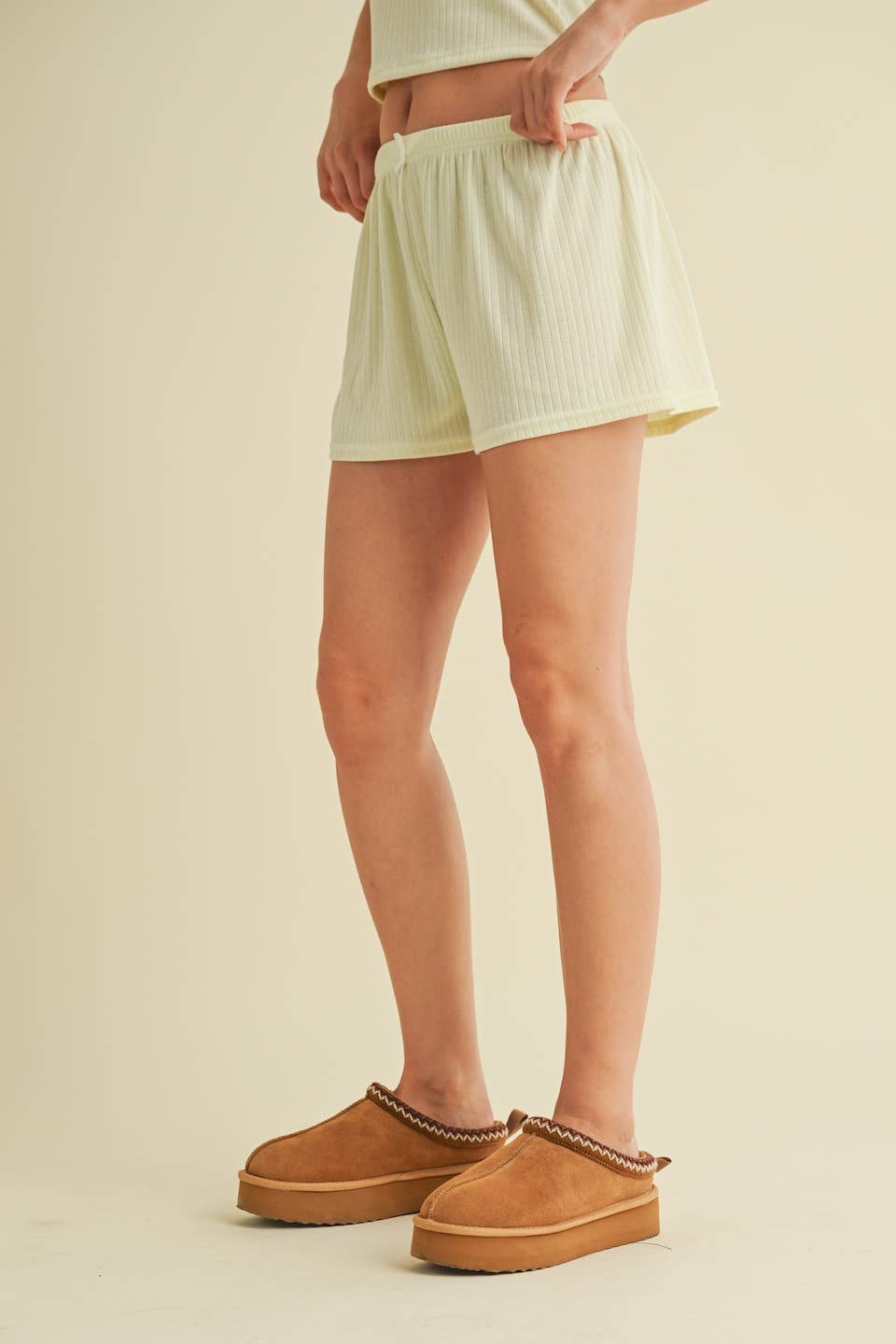 Pointelle Lounge Shorts: Mint