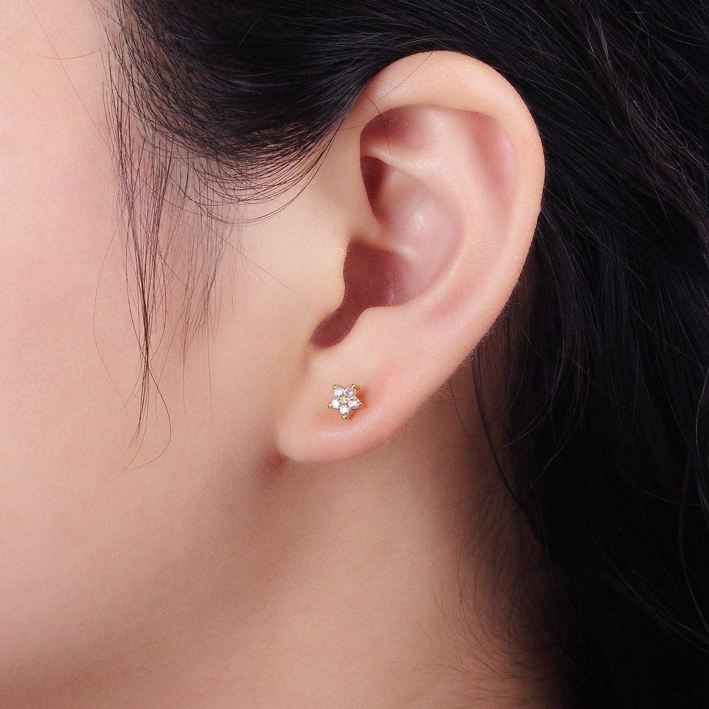Flower Stud Earrings- Baby Blue
