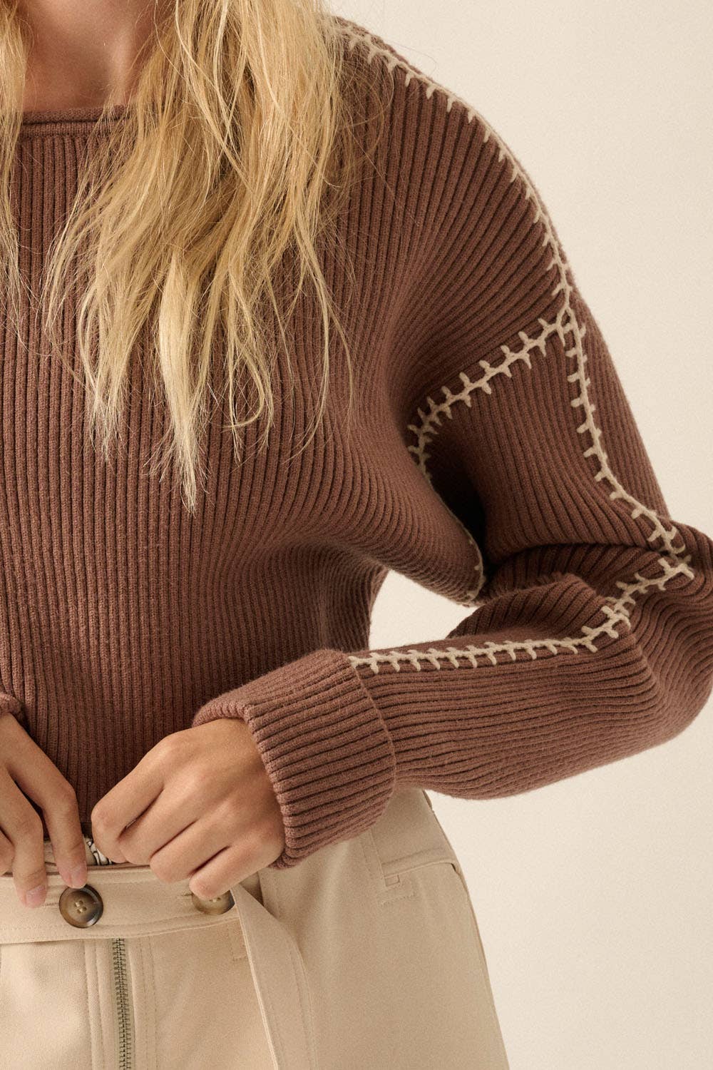 Mocha Rib Knit Stitch Sweater