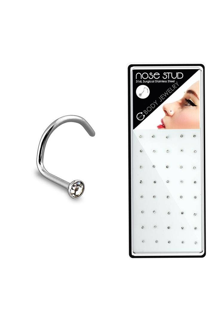 Nose Stud: Clear-20GA