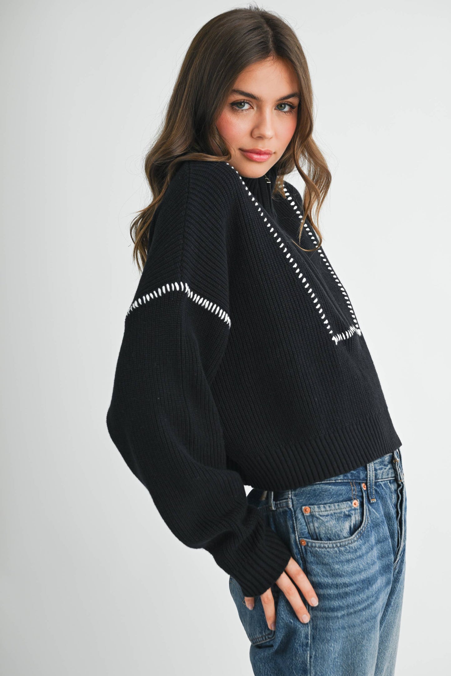 Stitch Quarter-Zip Sweater