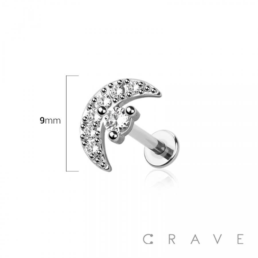 CRESCENT MOON FLAT BACK: SILVER