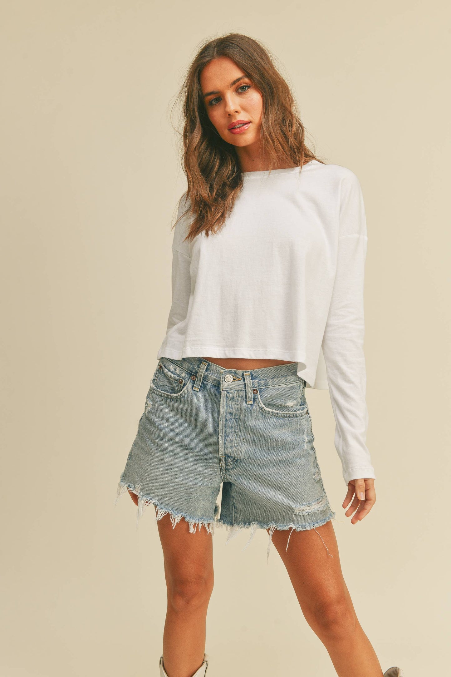 Blank Long Sleeve T-Shirt: WHITE