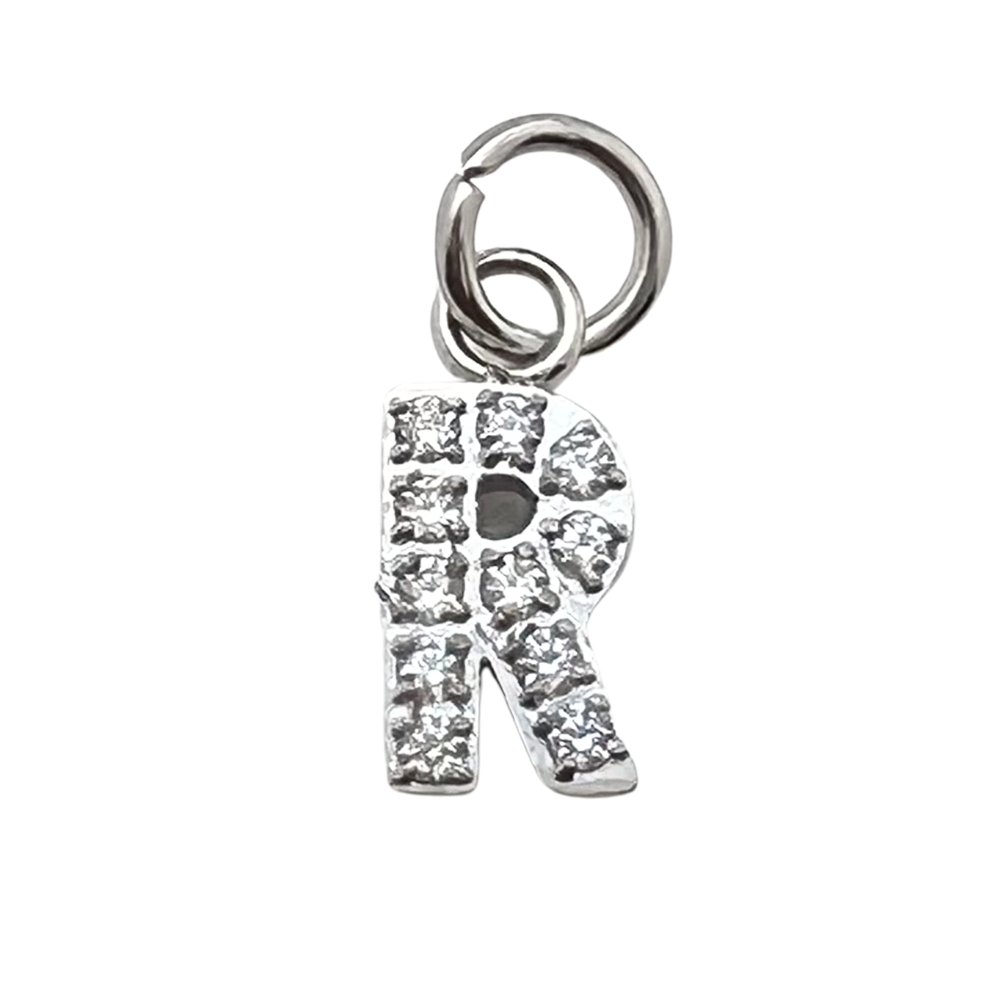 Stainless Steel Pavé Set CZ Initial Letter Charms