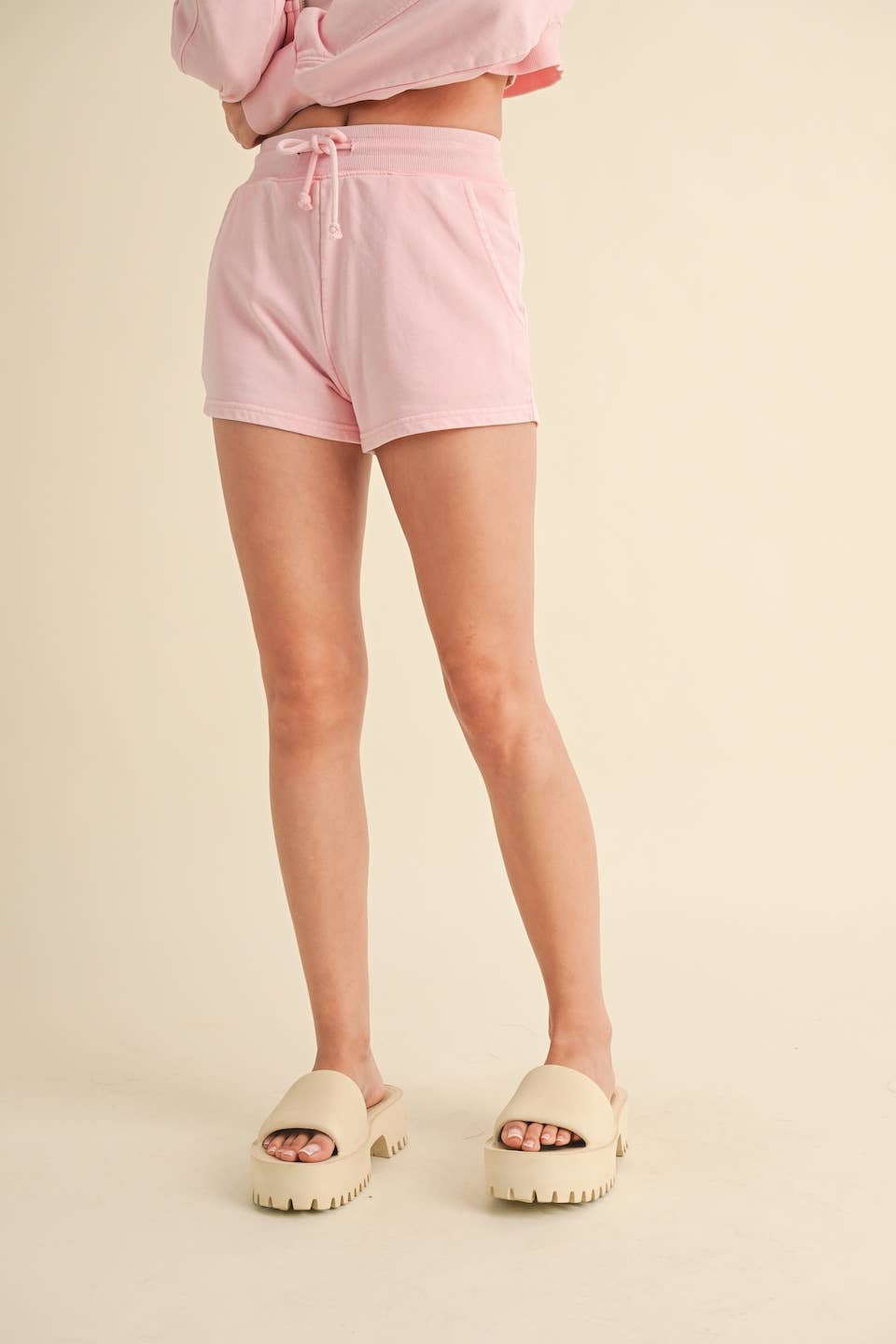 Mineral Wash Shorts: Baby Pink