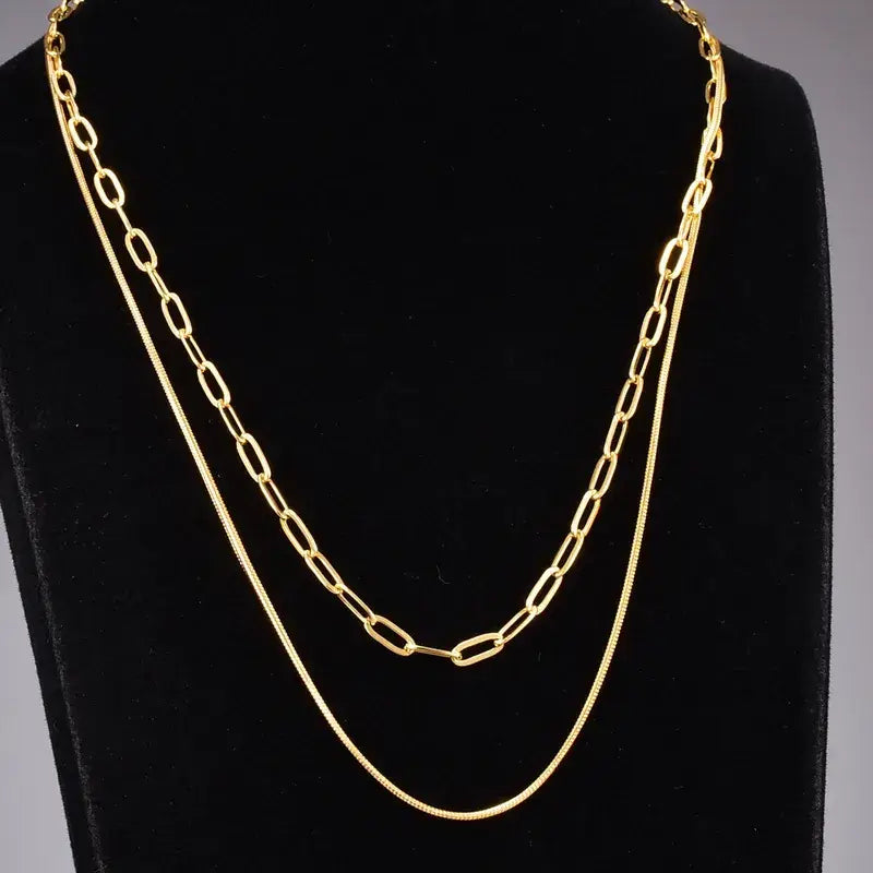 18K Stacked Paperclip Necklace