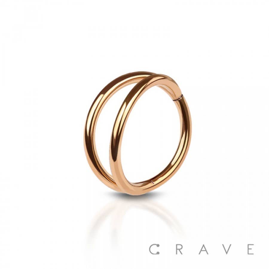 DOUBLE HINGED clicker HOOP- ROSE GOLD-20GA