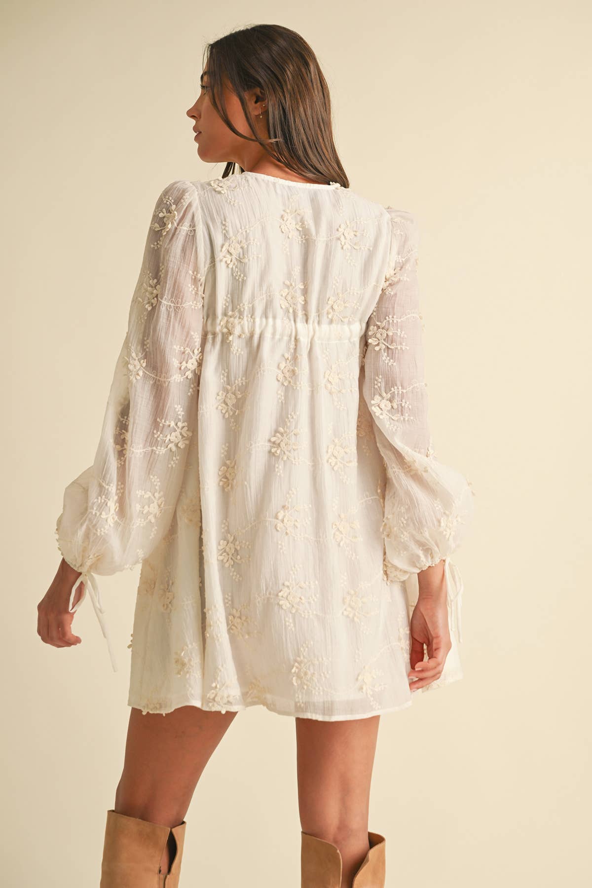 Ivory Flowy Mini Dress