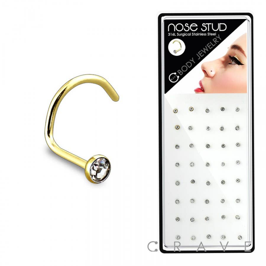 Nose Stud: Clear-20GA