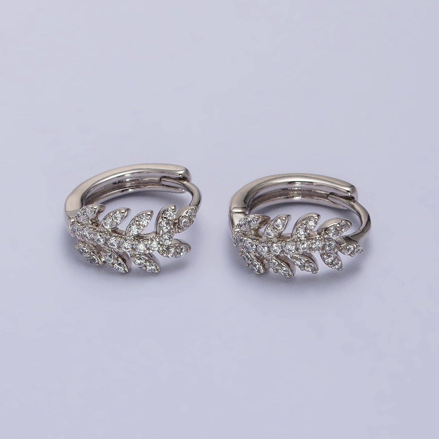 White Gold Filled Olive Leaf Huggies
