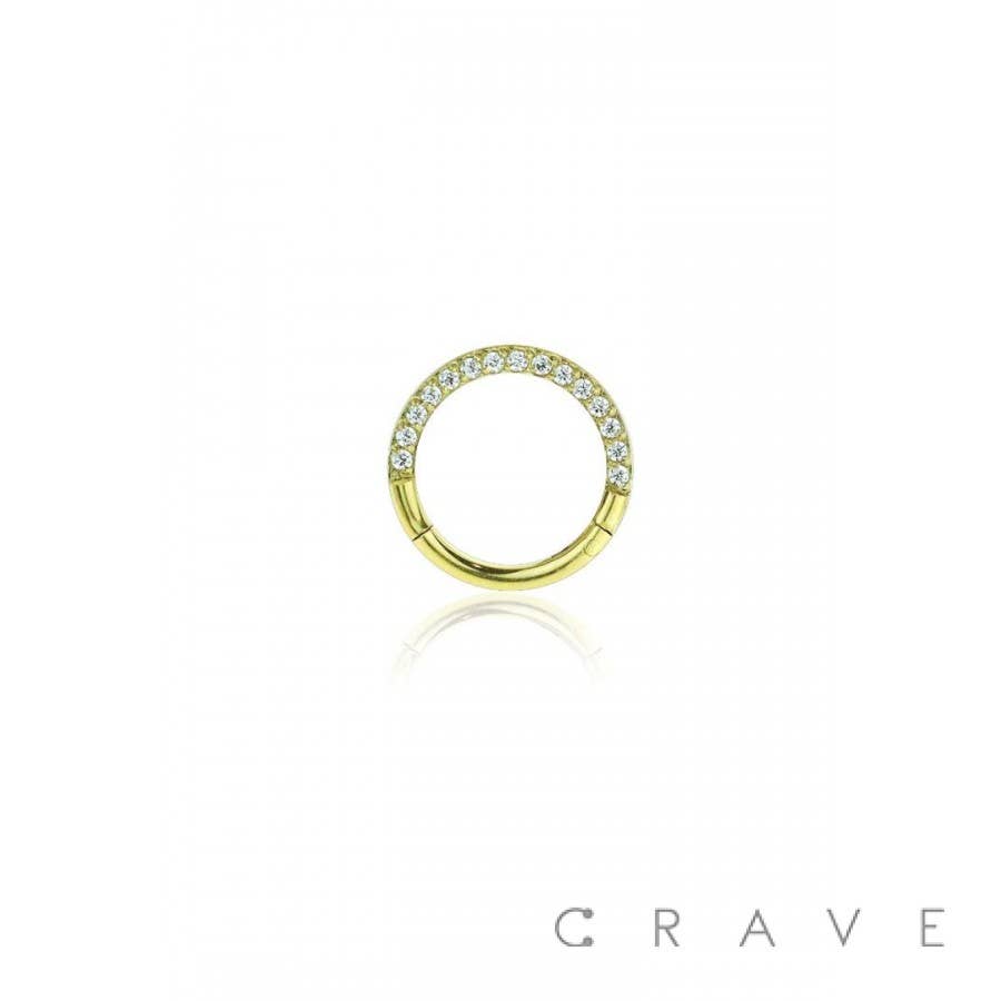 CROSS FRONT-HINGED SEGMENT RING: GOLD-16GA